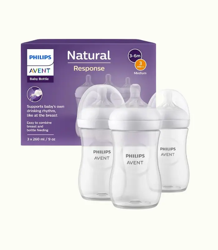 Philips Avent Biberón Natural Response: 3 biberones para bebés recién nacidos de 260 ml, sin BPA, a partir de 1 mes