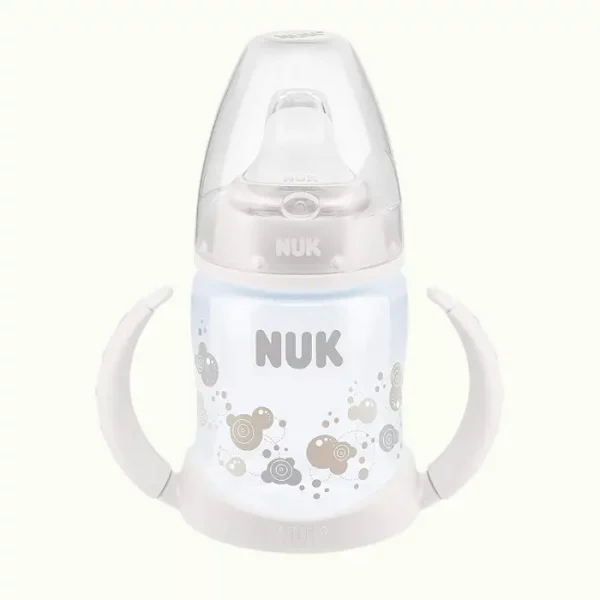 Nuk - Biberón de aprendizaje con boca de silicona, diseño de fuegos artificiales, color blanco