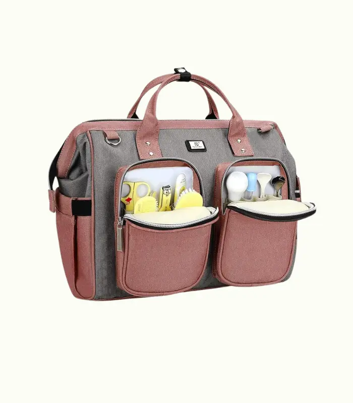 Bolso Cambiador Bebé de Pañales, Gran Capacidad de bolso, Impermeable, con 2 Ganchos Carrito de Bebé y Cambiador portatil de pañales