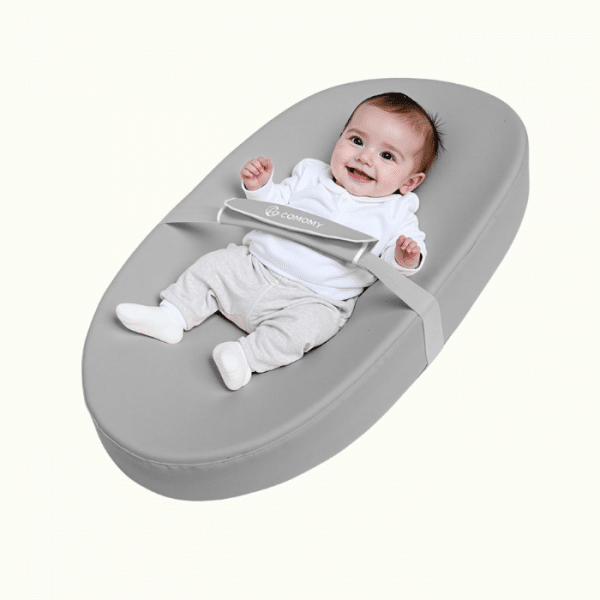 Cambiador de piel vegana, 80 x 40 cm, impermeable y lavable, con cinturón de seguridad y diseño antideslizante, suave y ligera, color gris