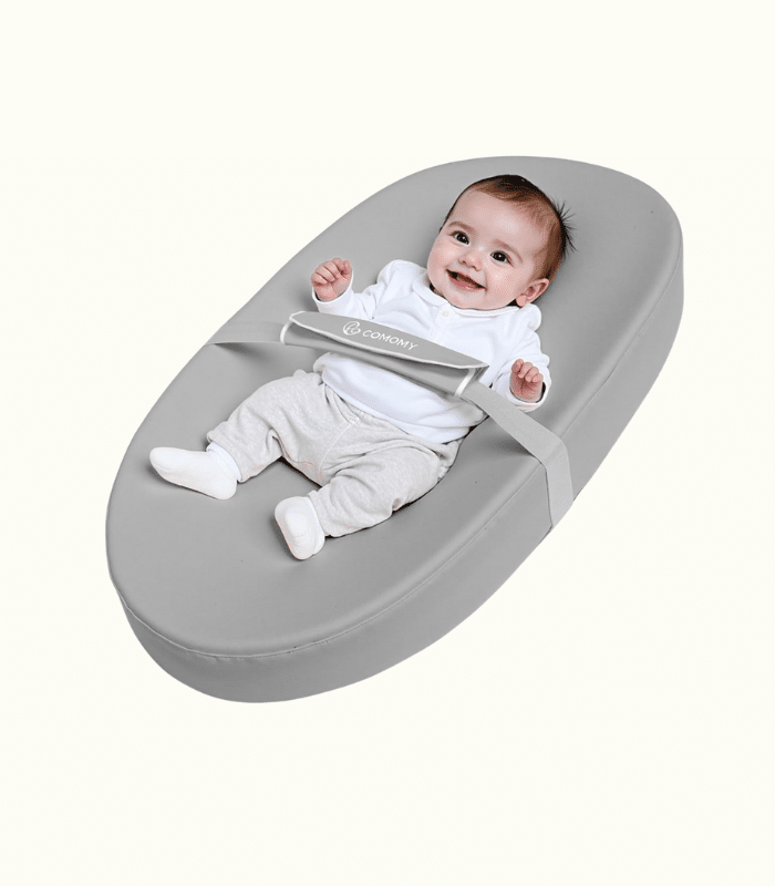 Cambiador de piel vegana, 80 x 40 cm, impermeable y lavable, con cinturón de seguridad y diseño antideslizante, suave y ligera, color gris