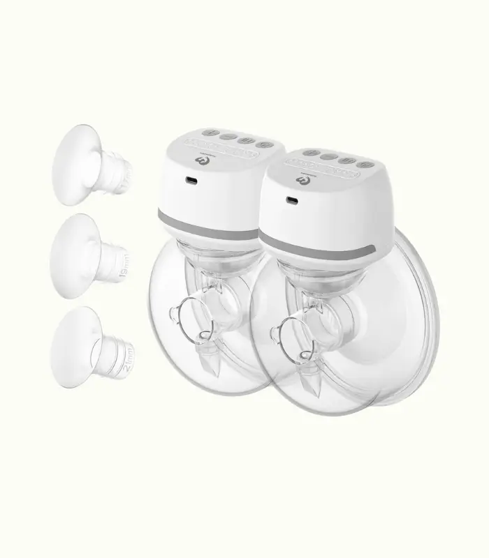 Sacaleches Eléctrico Manos Libres Portátil Doble Bellababy, Bajo Ruido, 4 Modos y 6 Niveles de Succión, Extractor de Leche Viene con Bridas de 24 mm