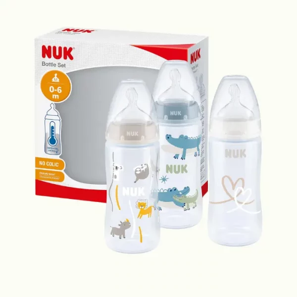 NUK First Choice+ biberones | 0-6 meses | 150 ml | Biberones anticólicos con tetina con forma anatómica de silicona | Control de temperatura | Sin BPA