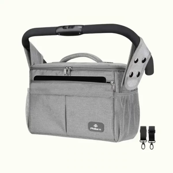 Bolso Carro Bebé Universal con Portavasos Aislado y Correa para el Hombro, Gran Espacio, Bolsa Organizadora de Cochecitos, Bebé Bolsa de Almacenamiento