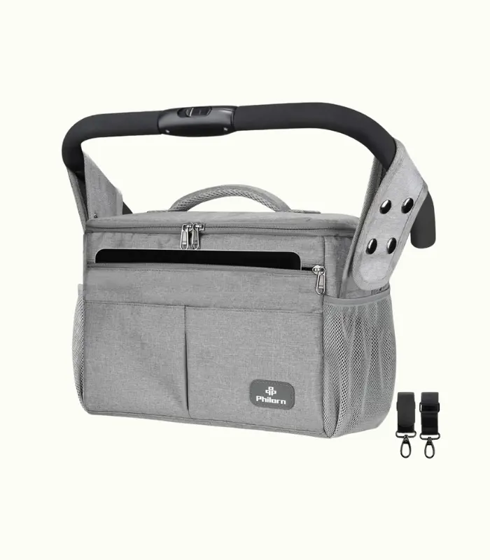 Bolso Carro Bebé Universal con Portavasos Aislado y Correa para el Hombro, Gran Espacio, Bolsa Organizadora de Cochecitos, Bebé Bolsa de Almacenamiento
