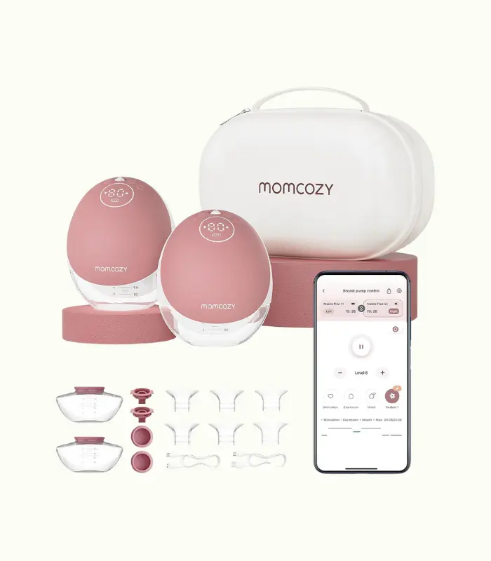 Momcozy Sacaleches Manos Libres Mobile Flow | M9 Mejorado, Eléctrico y Controlado por App, Múltiples Modos & 15 Niveles, Sacaleches Portátil